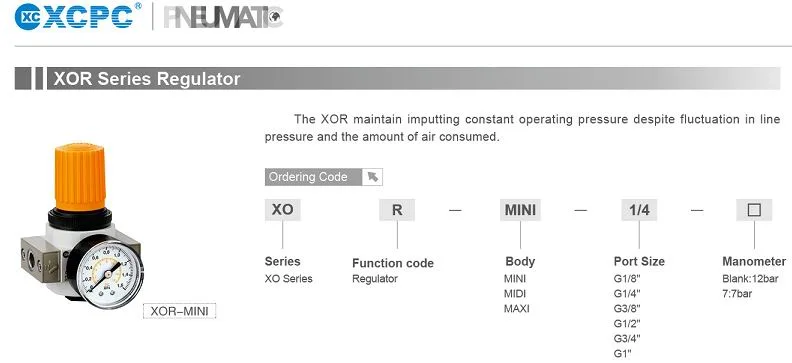 Pneumatic Manufacturer Factory Xo Series Air Filter Lubricator Regulator