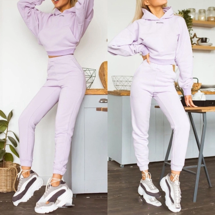 Winter Fashion Clothing Wholesale New Style Women Casual Solid Set Womens Two Piece Set Hoodie