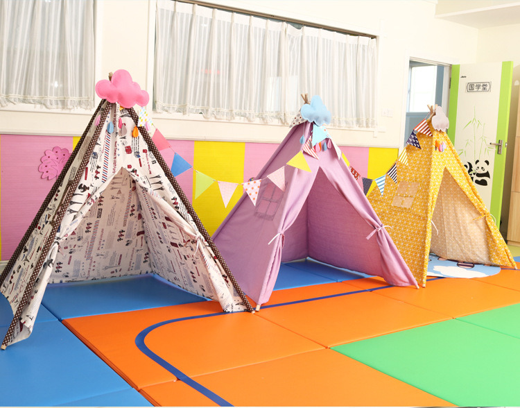 Classic Indian Kids Play Teepee Funny Indoor Cotton Canvas Kids Play Teepee Tent