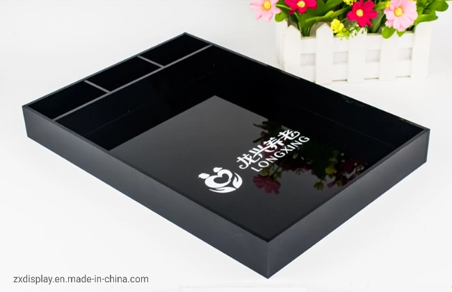 Waterproof Black Acrylic Plastic Coffee Service Tray