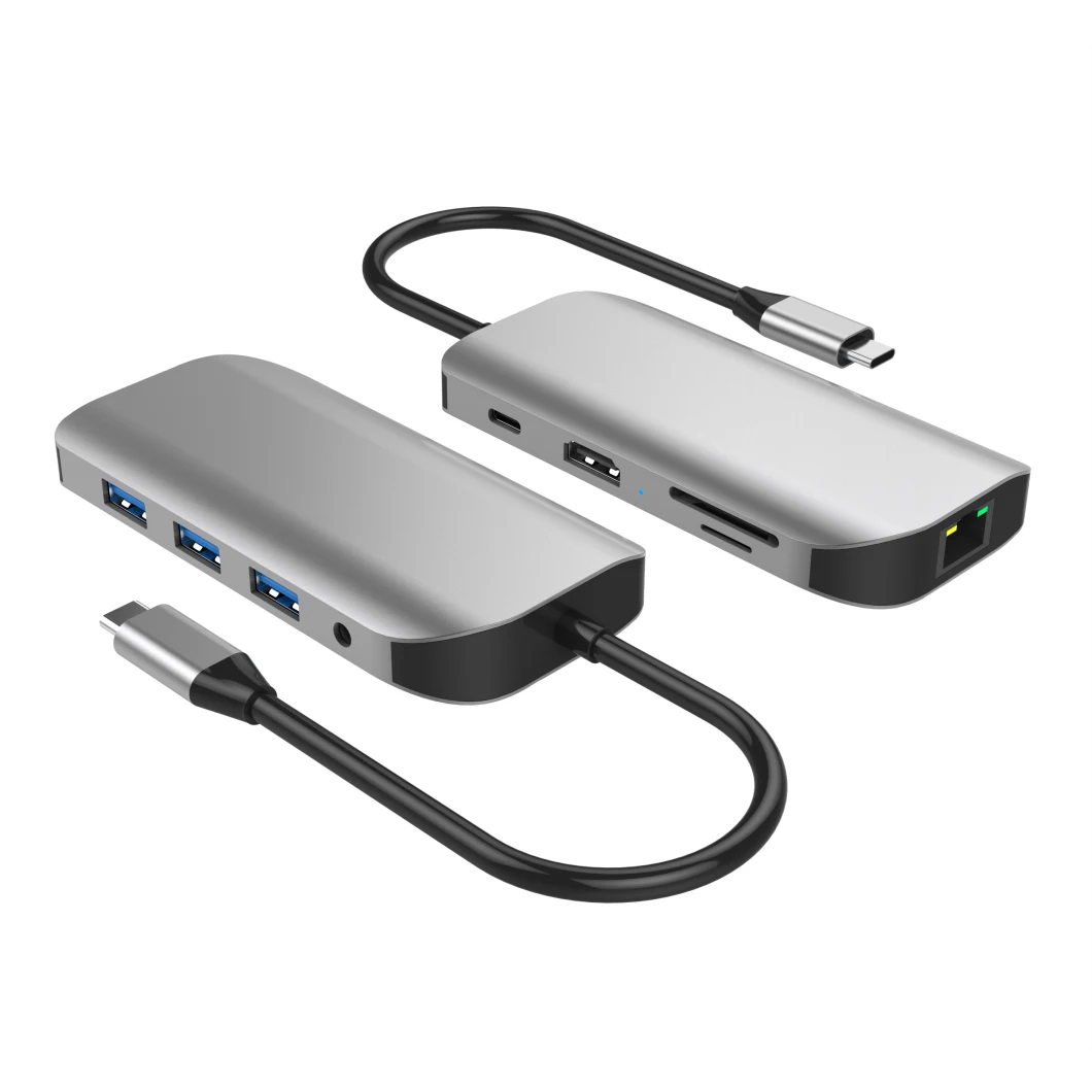 High Speed Data Transfer 9 in 1 USB Hub Combo Card Reader, HDMI USB C Hub Adapter Type C Hub Dock