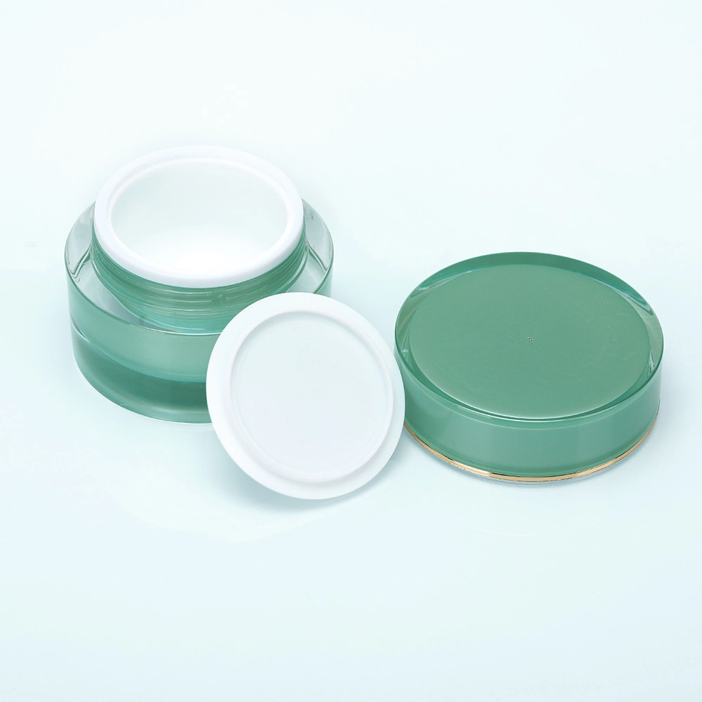 Best Price in Stock Low MOQ 10g Green Plastic Acrylic Cream Jar for Skin Care Packaging
