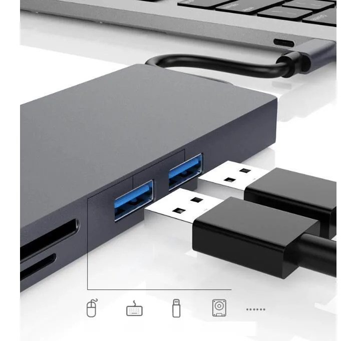 Multiport Adapter 3.1 Type C Hub Docking Station USB C Hub 10 in 1 Adapter USB C Hub