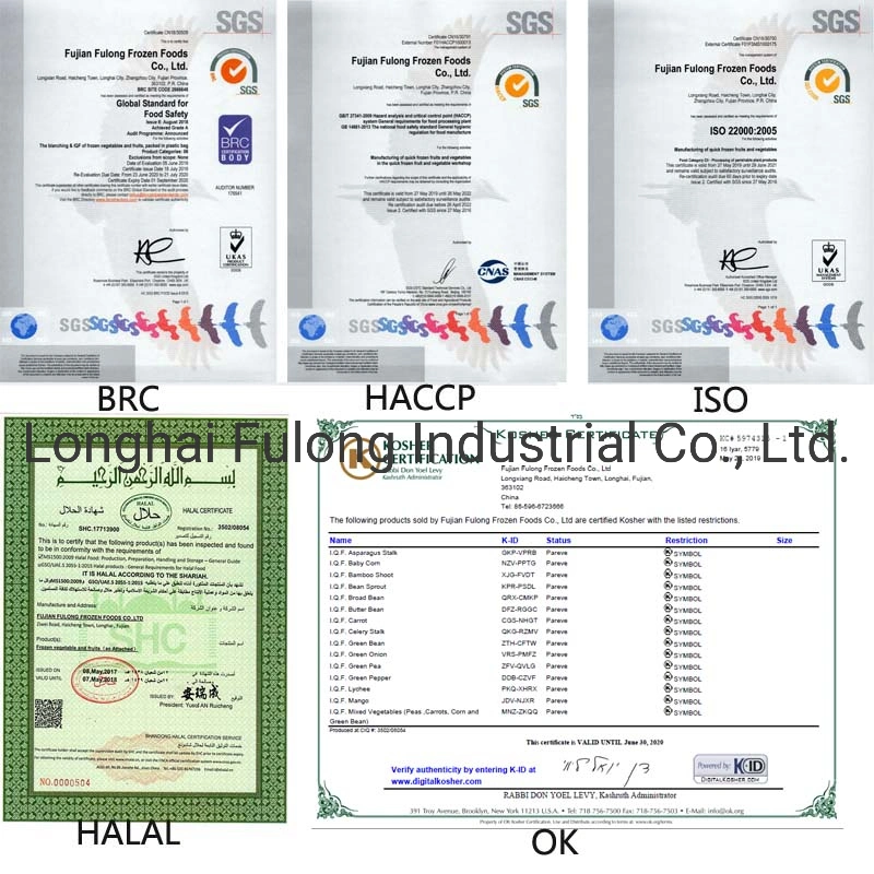 High Quantity Frozen Foods IQF Mixed Vegetables with ISO/HACCP/Brc/Kosher/Halal