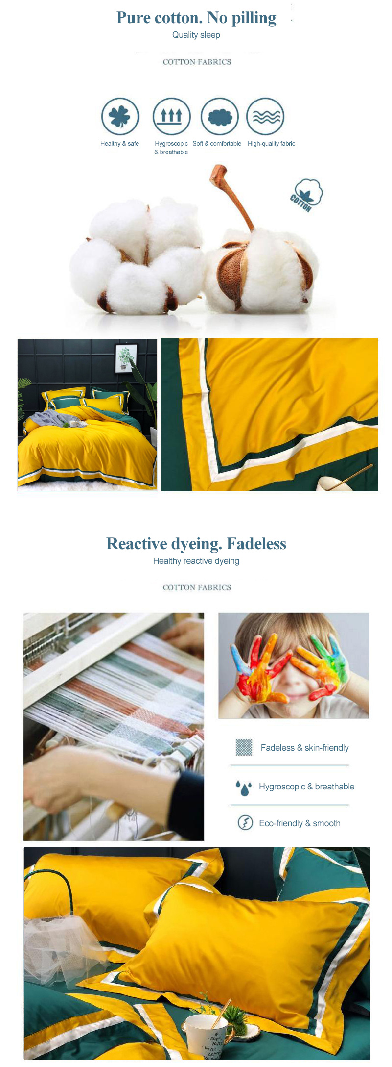 Best Quality Deluxe Wedding Bedding Comfortable Yellow 4PCS 100% Silk