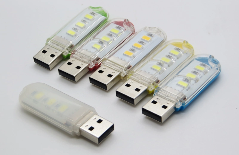 3 LED Strip Laptop USB Hub Socket Mini USB Disk Light