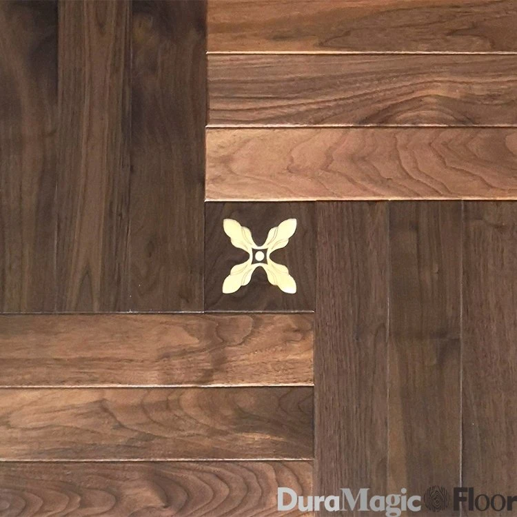 Hot Sale Luxury Engineered Wood Flooring Parquet Flooring Wood Inlay Metal/Brass on Sale