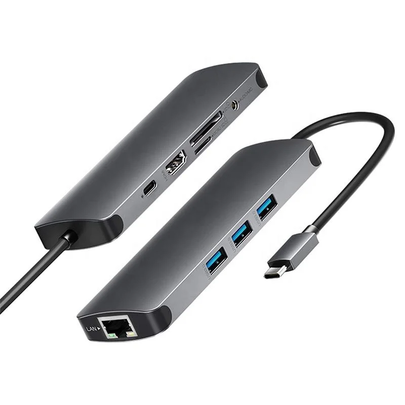 High Speed Data Transfer 9 in 1 USB Hub Combo Card Reader, HDMI USB C Hub Adapter Type C Hub Dock