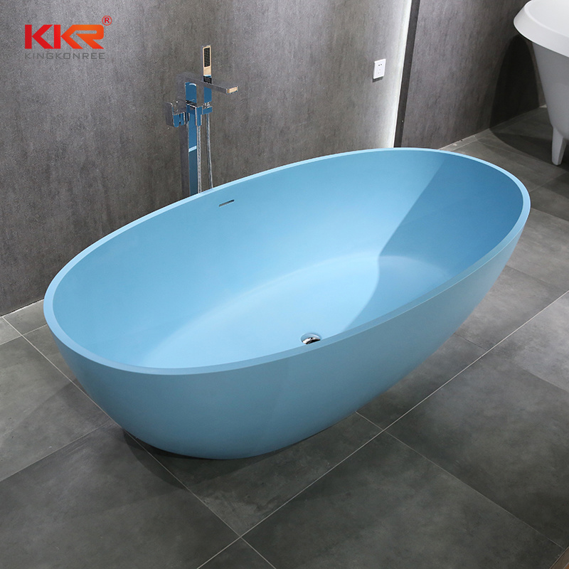 Factory Supplier Acrylic Solid Surface Freestanding Bath Tubs Blue Resin Bathtubs