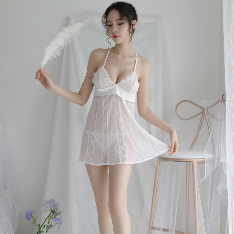 New Lace Patchwork Suspender Nightdress Sexy Perspective Pajama Seductive Appeal Suit