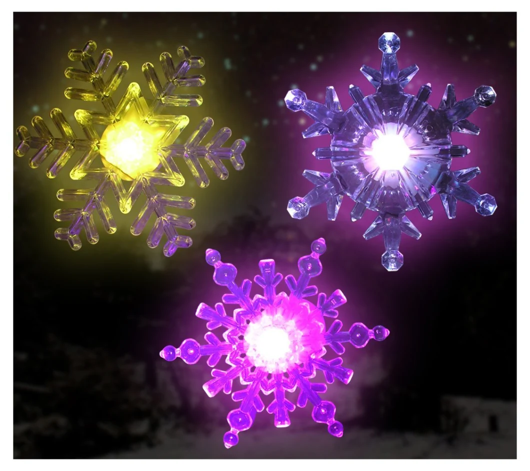 Colour Changing LED Acrylic Snowflake Window Sucker with Battery Operated