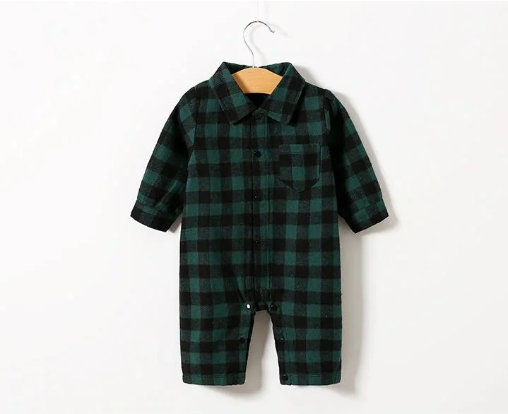 Baby Clothing Pajamas Children Romper Long Sleeve with Button