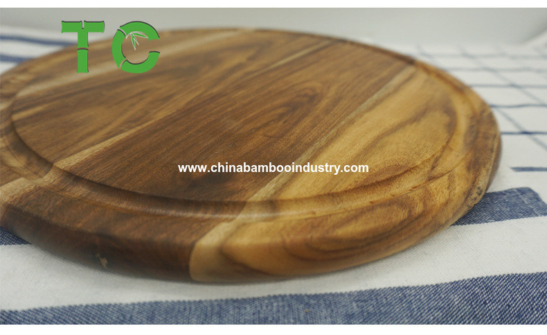Wholesale Customized Acacia Wood Cutting Board Round Chopping Board Cheese Board; Serving Board with Juice Groove