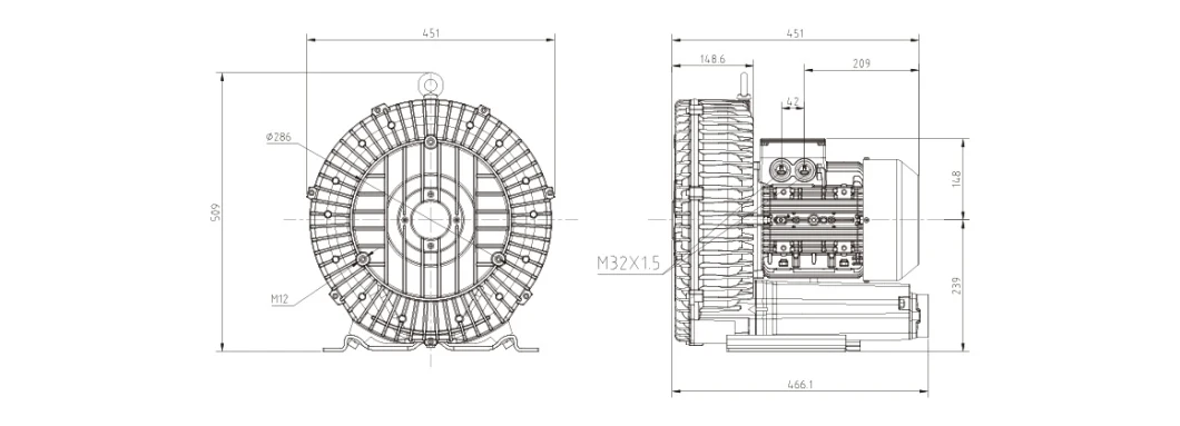 7.5kw Ring Blower with Teflon Coating for Biogas Conveying Application