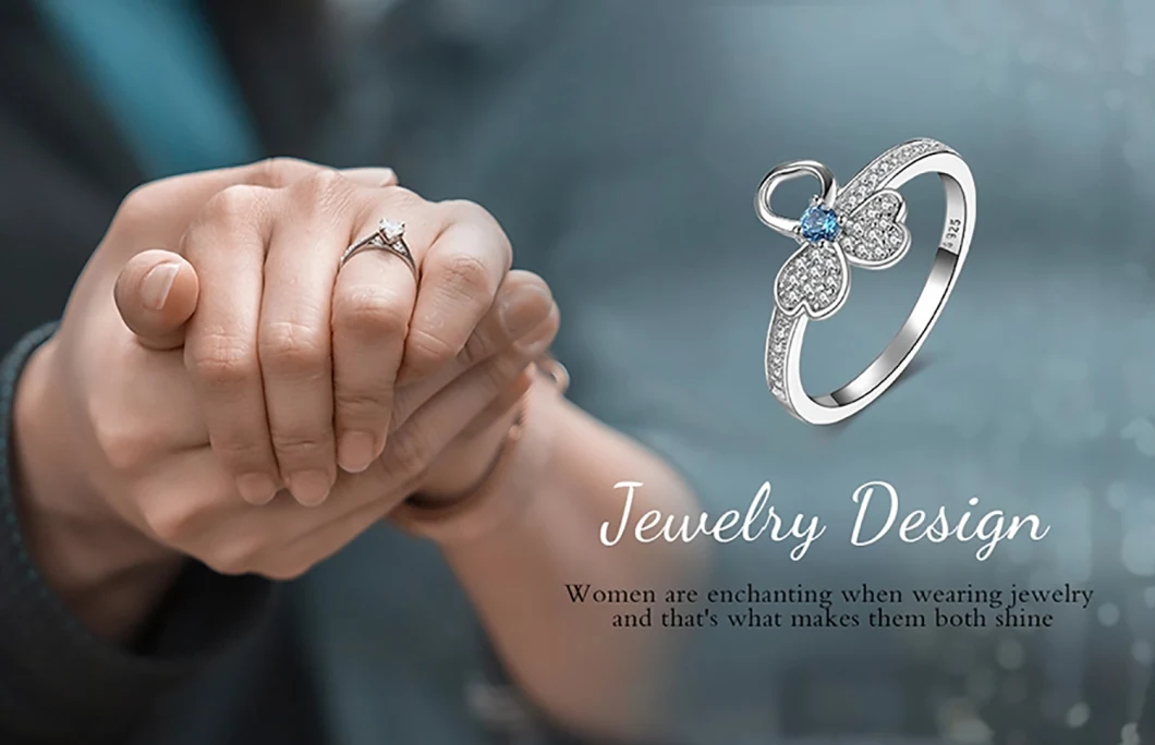 S925 Sterling Silver Rings Lucky Clover Rings Elegant CZ Rings Silver Micro Pave Rings