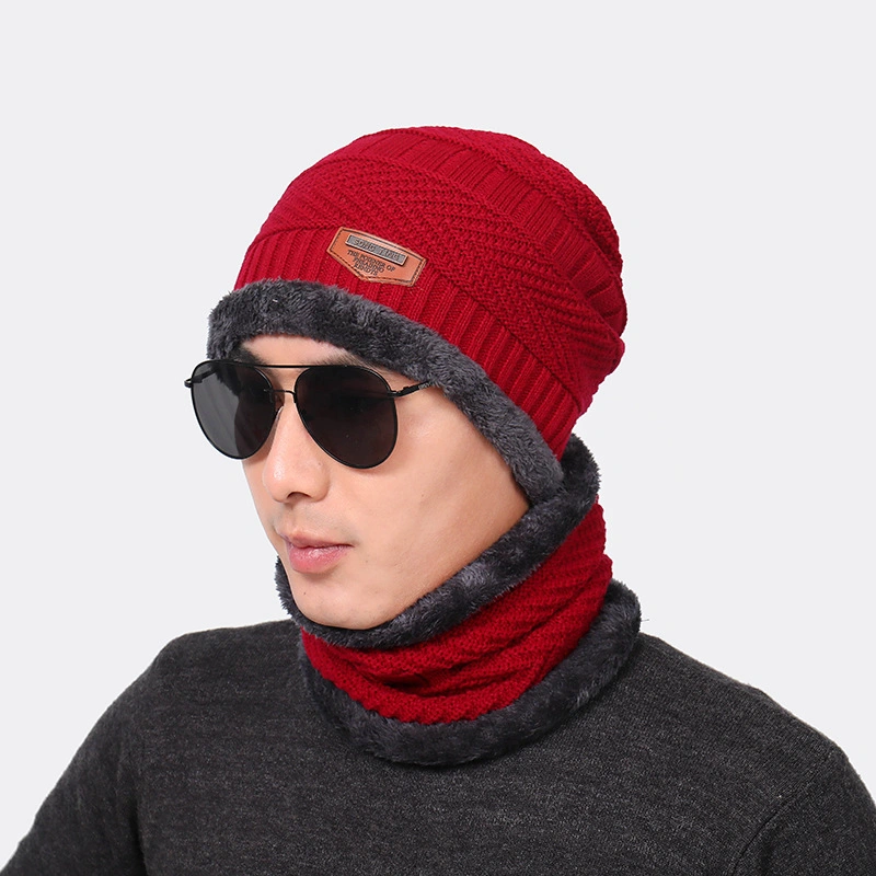 Winter Warm Printed Knitted Fleece Lined Beanie Hat and Scarf Thermal Set