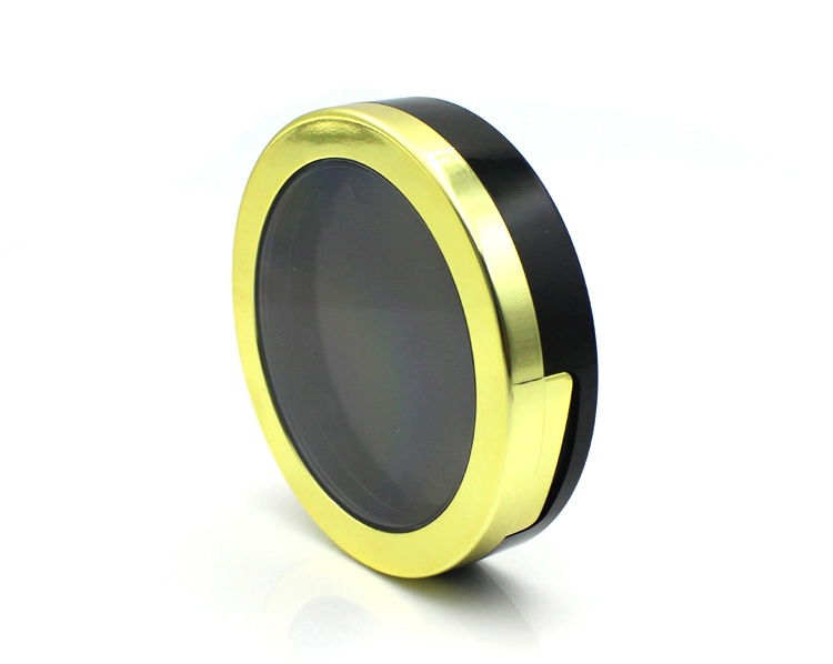 Elegant Empty Black Round Transparent Plastic Pressed Powder Compact Case