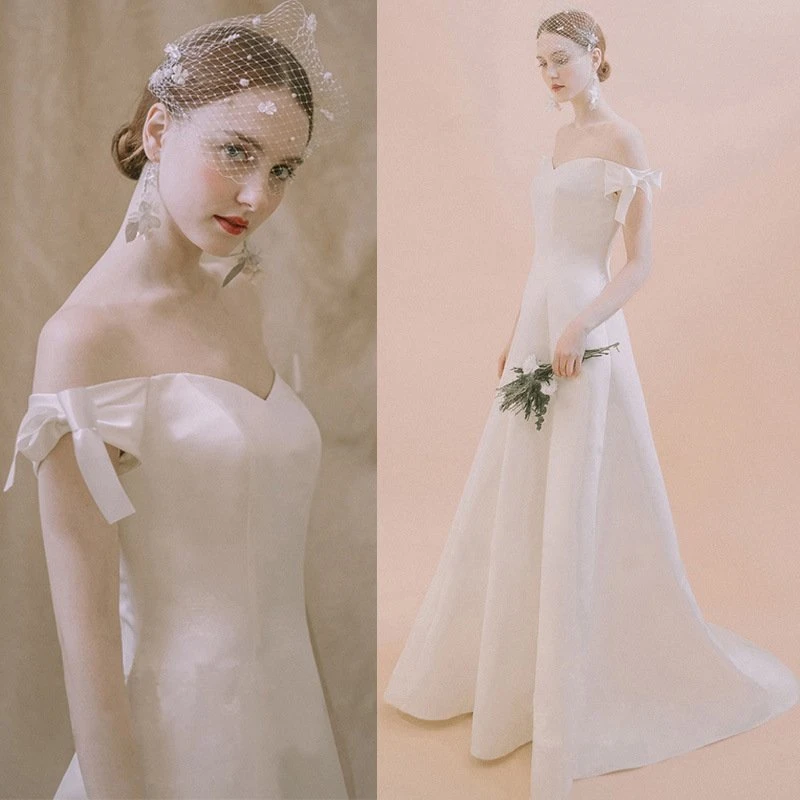 Luxury Satin Bridal Custom One Shoulder Wedding Dress