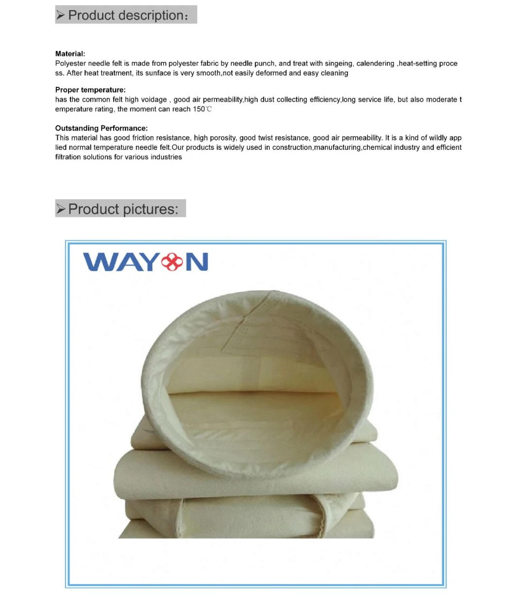Polyester Needle Felt Dust Filter Bag with PTFE Membrane