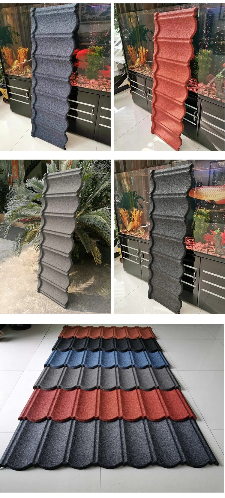 Building Materials Arc Colored Stone Metal Tile Villa Roof Tile Surface Galvanized Steel Tile