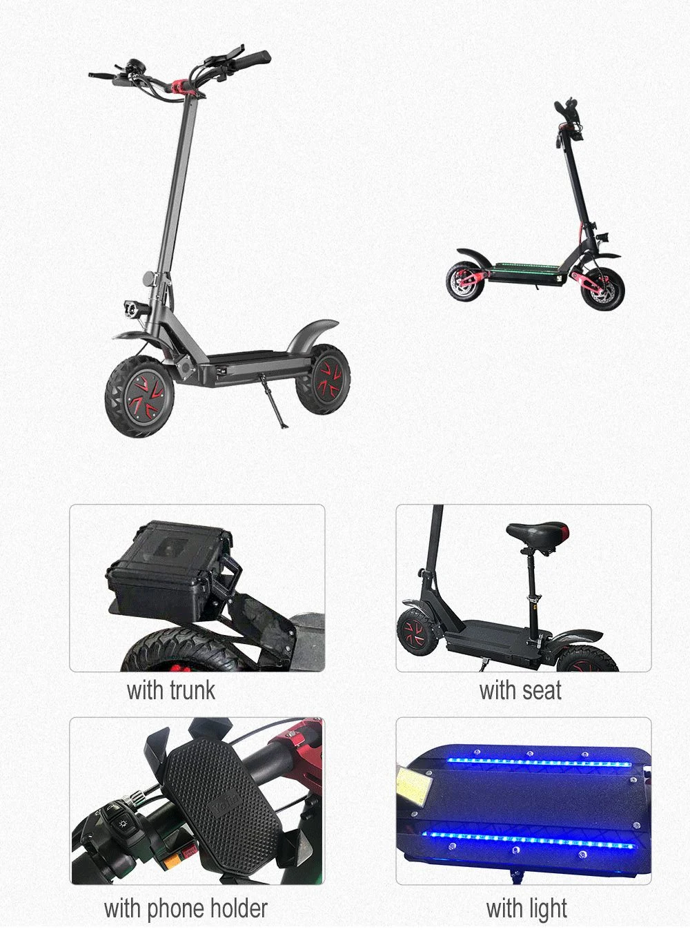 Ecorider Latest Design Oil Brake Two Wheel Dual Motor Electric Scooter, off Road Standing Adult Kick Scooter