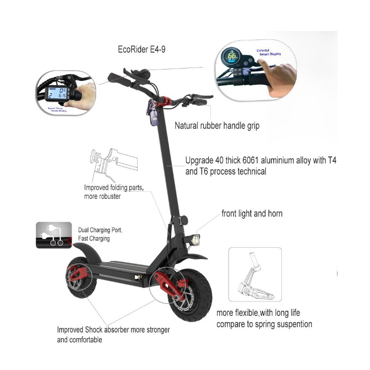 Ecorider 2 Wheel 3600W Electrical Fold Powerful Electric Scooter for Adult