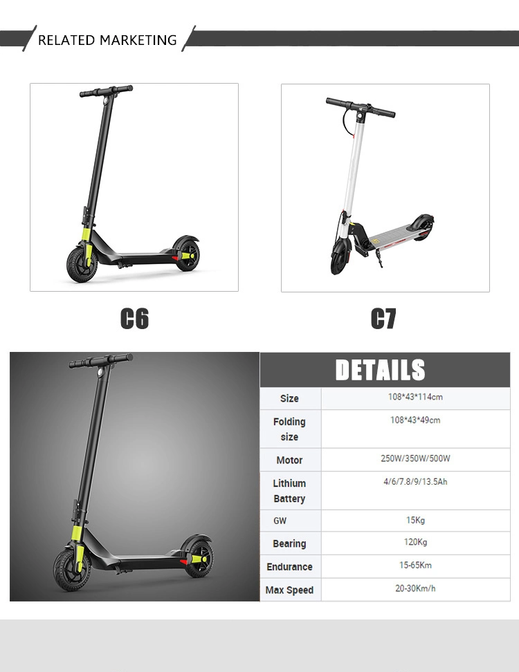 8 Inch 250W Waterproof Two Wheels Smart Scooters for Adults for Teenagers Wholesale Foldable Electric Scooter