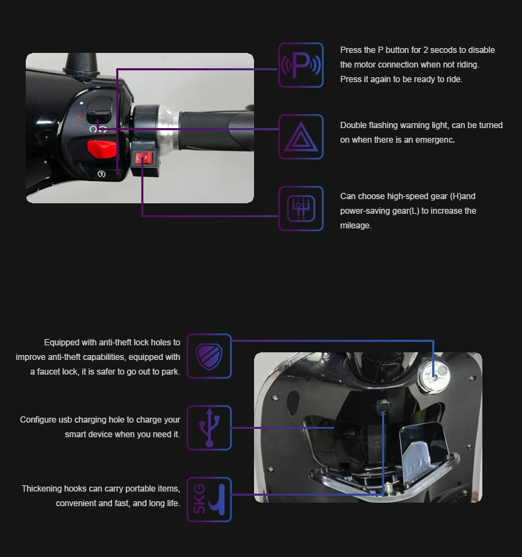 4000W EEC Vespa Electric Scooter with 72V Removeable Lithium Battery Scooters and L3e Electric Scooters