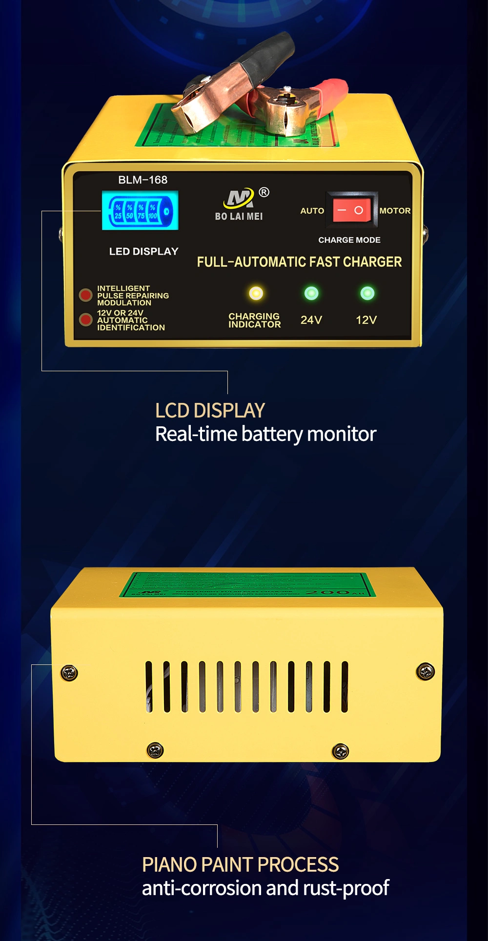 High Quality 12V 24V 15A Lead Acid Battery Charger for Forklift, Electric Car, Electric Bicycle Scooter