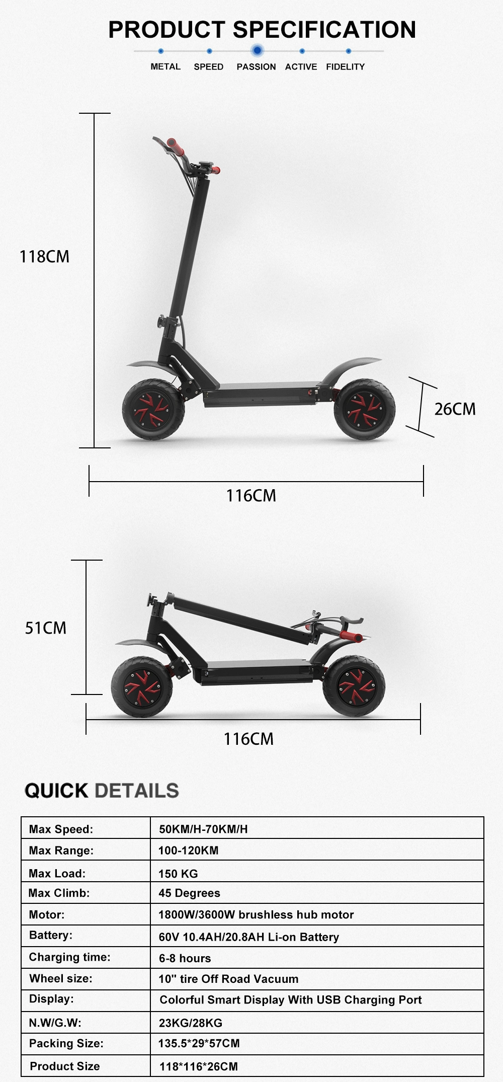 2019 Dirt Bike 3600W Scooters Powerful Electric Scooter with Rocker