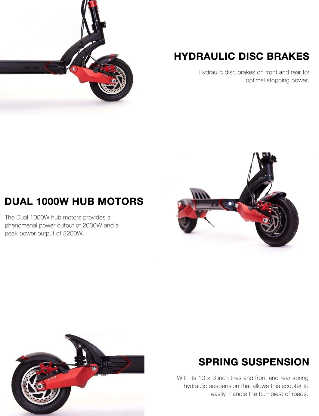 Storm 10 Inch Tire Dual Motor Electric Scooter off-Road E-Scooter Motorcycle Chopper 65km/H Double Drive High Speed Scooter