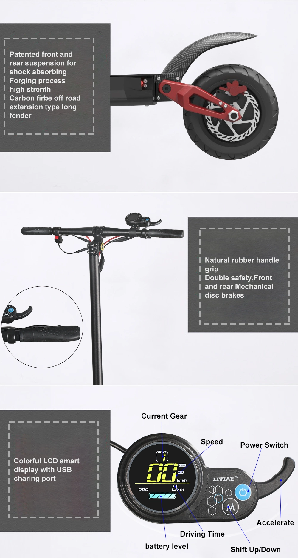 3600W Adult Electric Scooter Speed 75km/H Double Motors 10-Inch Scooter