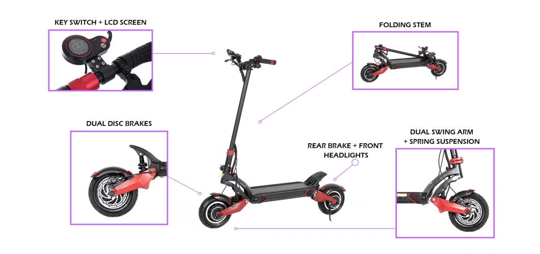 Storm 10 Inch Tire Dual Motor Electric Scooter off-Road E-Scooter Motorcycle Chopper 65km/H Double Drive High Speed Scooter