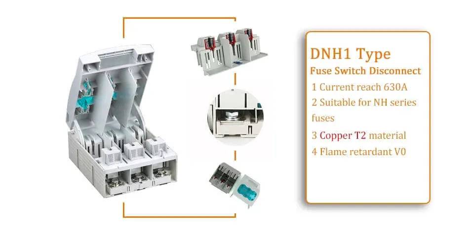 Dnh1-630A 3p AC500V/690V HRC Nh Fuse Disconnector Switch