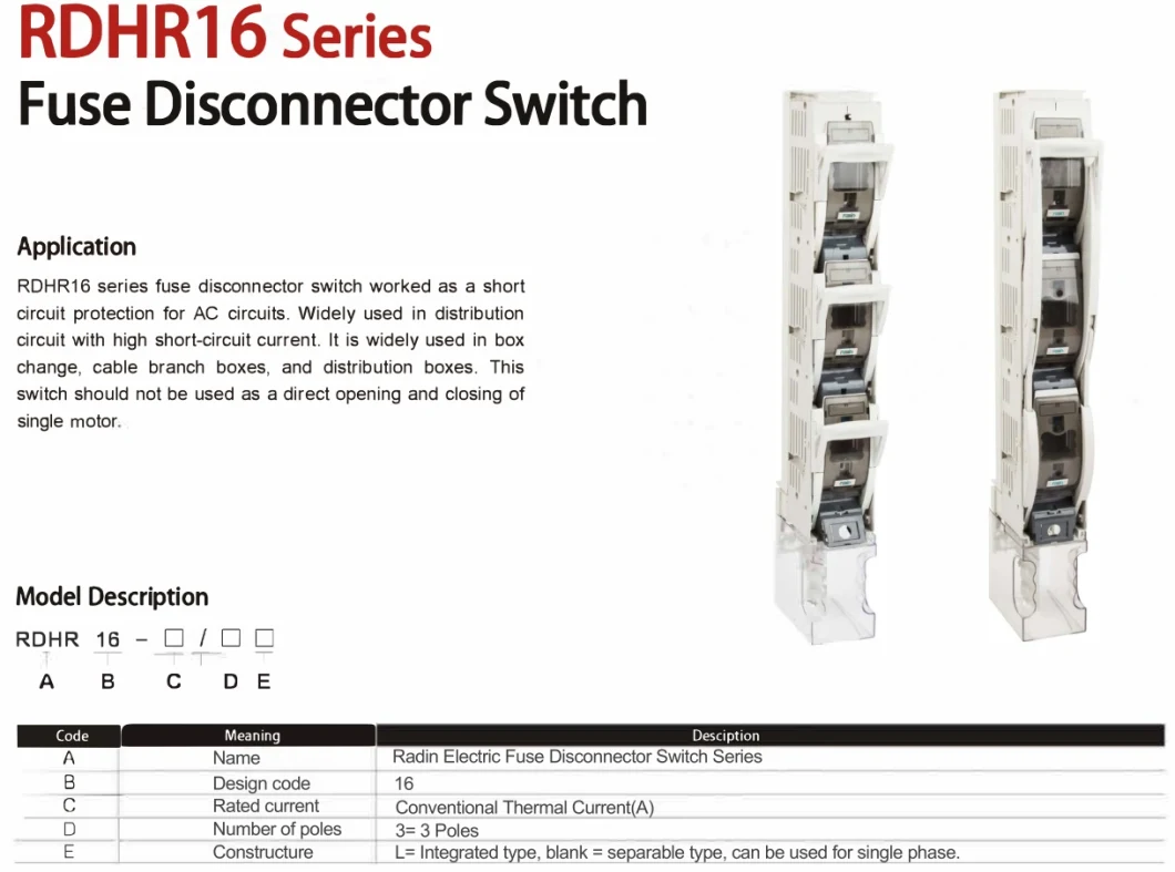 Vertical Fuse Switch Disconnectors 100A Switch Fuse Isolator