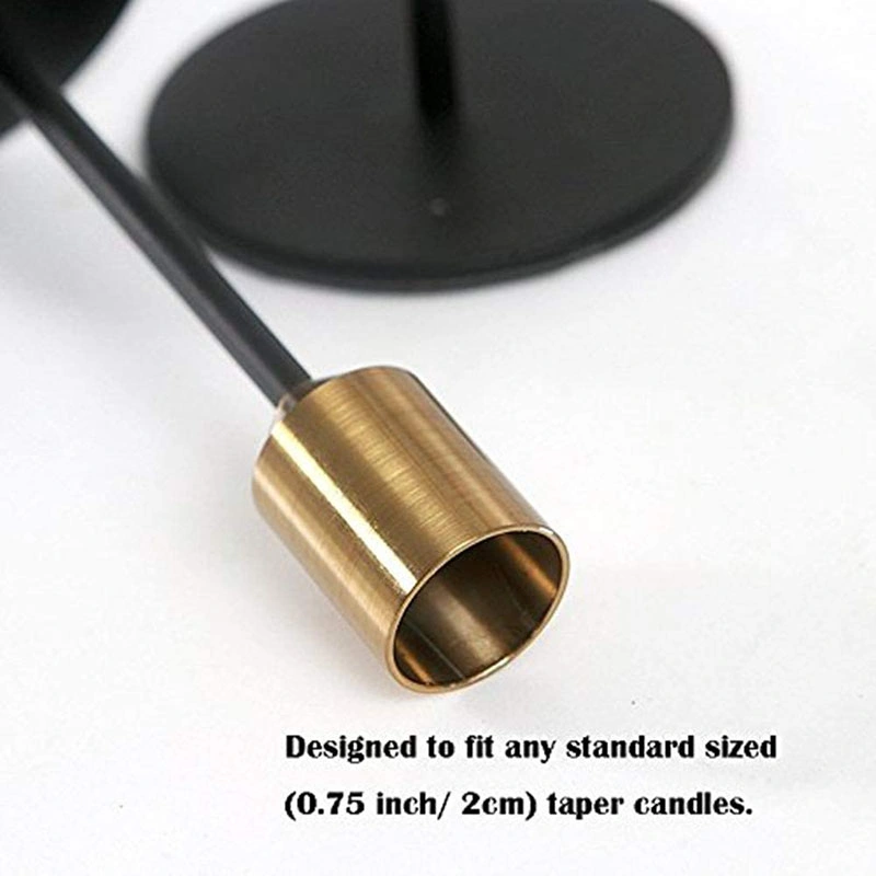 2 PCS Black Brass Candlestick Holders Gold Taper Candle Holders