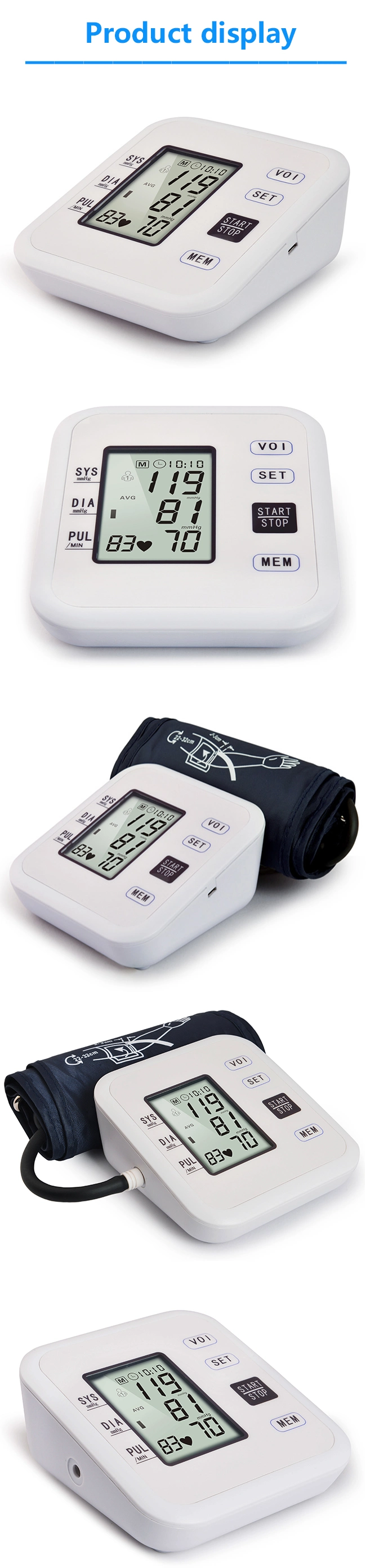 Intelligent Digital Heart Rate Monitor Sphygmomanometer Family and Hospital Arm Blood Pressure Monitors