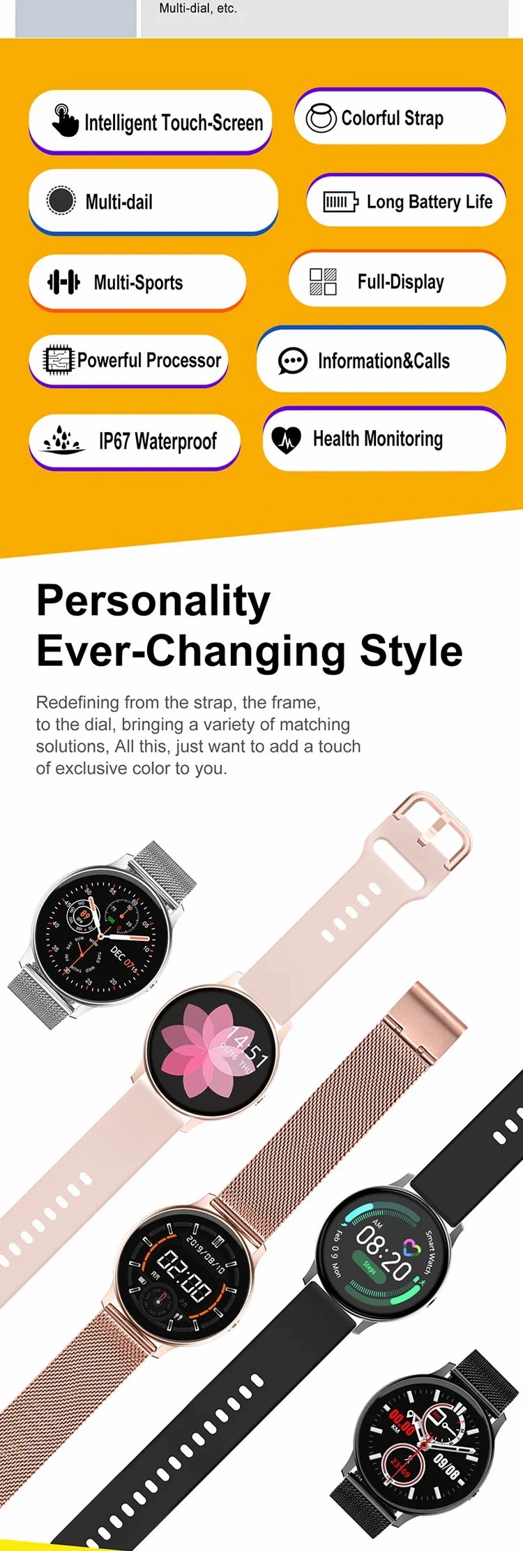 Wholesale Multi-Functional Smartwatch, Support Music Control, Remote Photography, Touch Payment, Health Monitoring/Gift Watch/Men's and Women's Fashion Watch