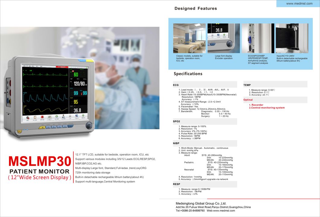 2021 Cheapest Medical Multi-Parameter Patient Monitor Mskmp30/ Patient Monitor