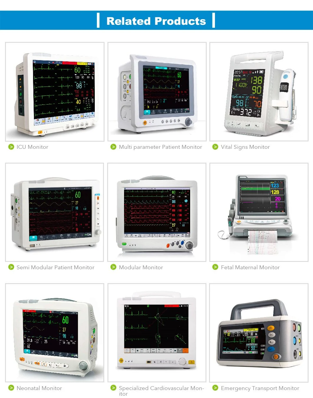 5 Lead ECG/Resp/SpO2/Temp 8 Inch Semi Modular Patient Care Monitor