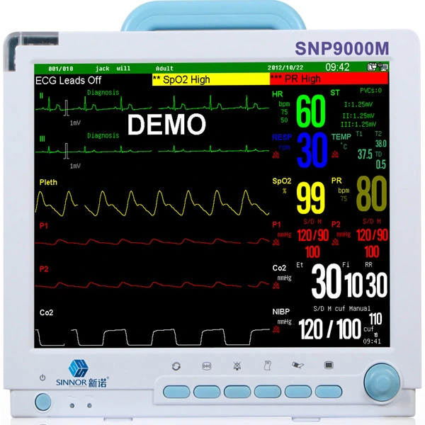 Sinnor Snp9000m 15inch Multi-Parameter Patient Monitor Portable Veterinary Monitornibp ECG Cardiac Monitor