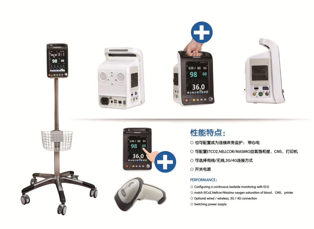 Hosptal Equipments ICU Monitor 6 Parameters Multi Parameter Price Surgical ECG Patient Monitor