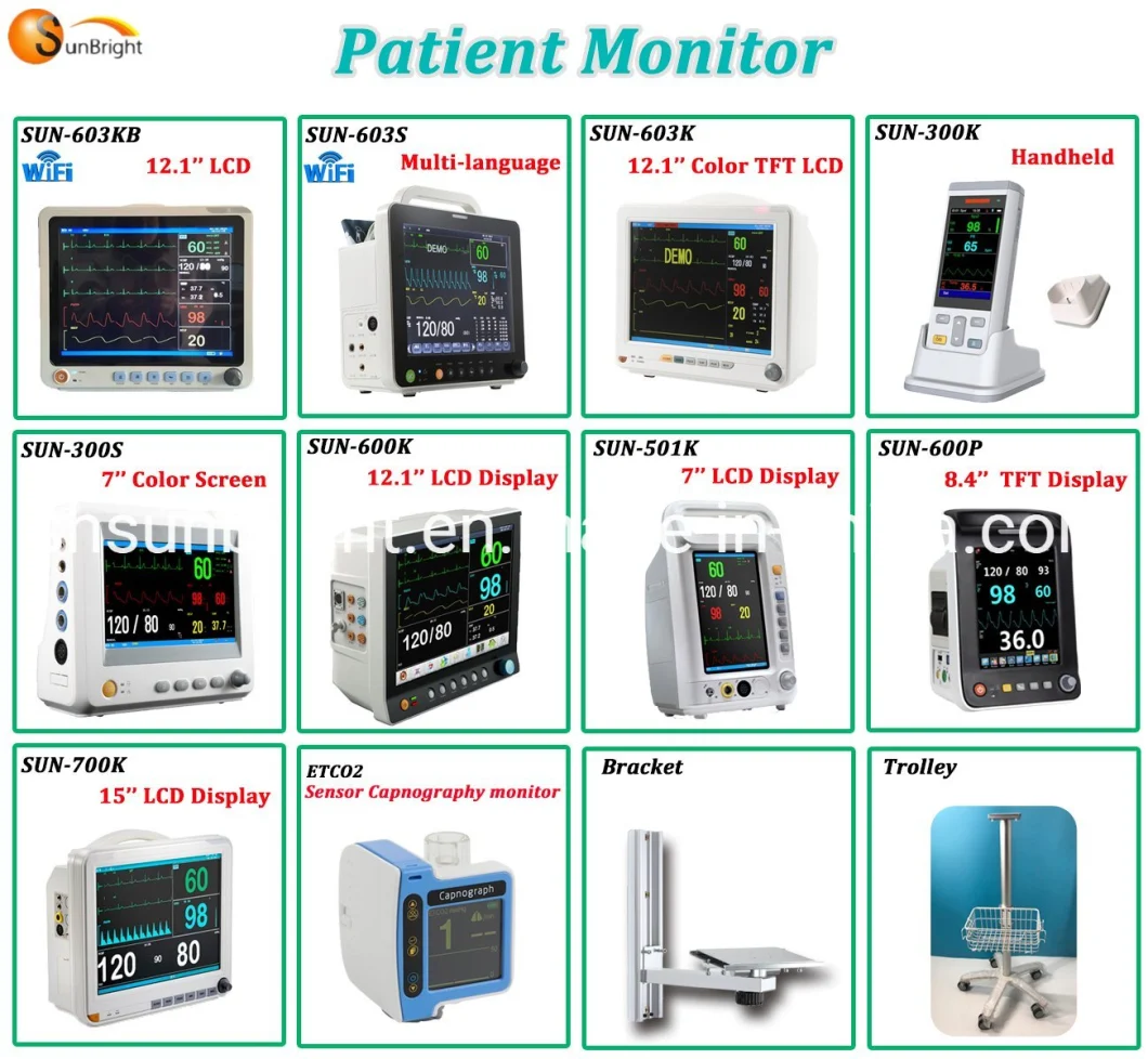 12.1 LCD Monitor ECG SpO2 Patient Monitor Medical Patient Monitor