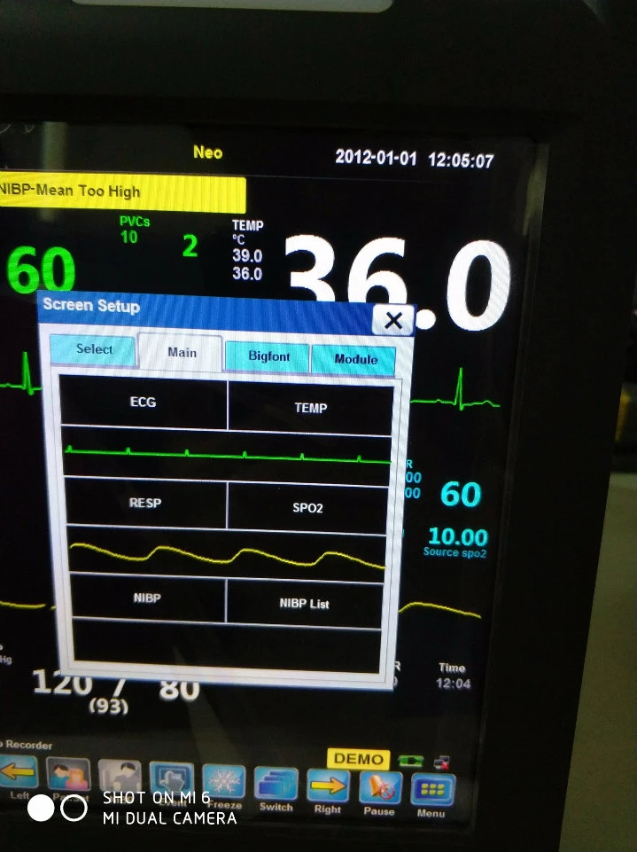 8-Inch Vital Signs-Monitor/Multi-Parameter Patient Monitor for Hospital/Clinic