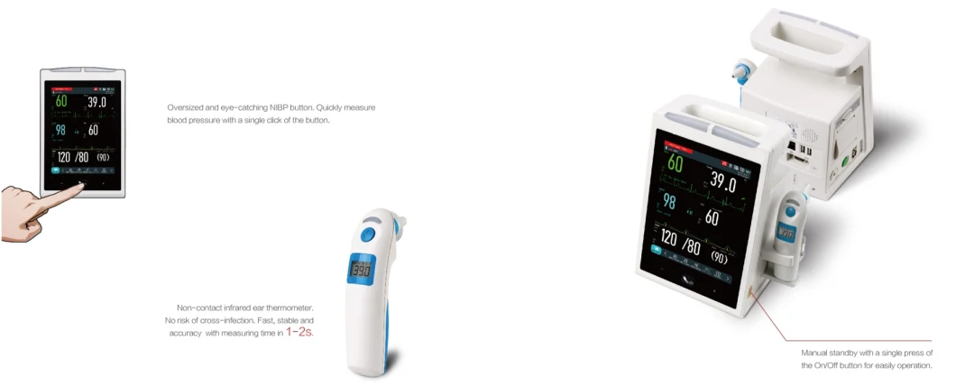 Wireless Vital Sign Monitoring System Portable Vital Signs Patient Monitor