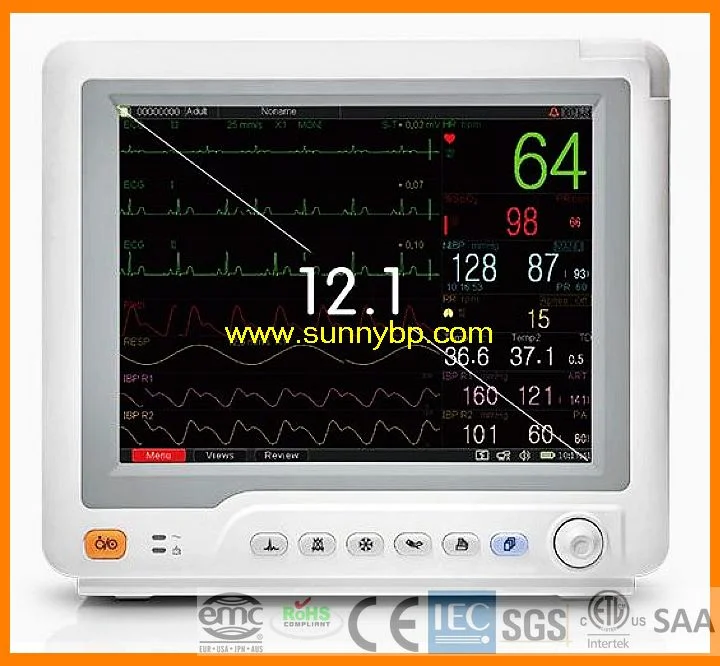 12 Inch Up7000 Multi-Parameter Patient Monitor NIBP, SpO2, Pr, ECG, Resp, Temp Vital Signs Monitor Accurate Medical Equipment