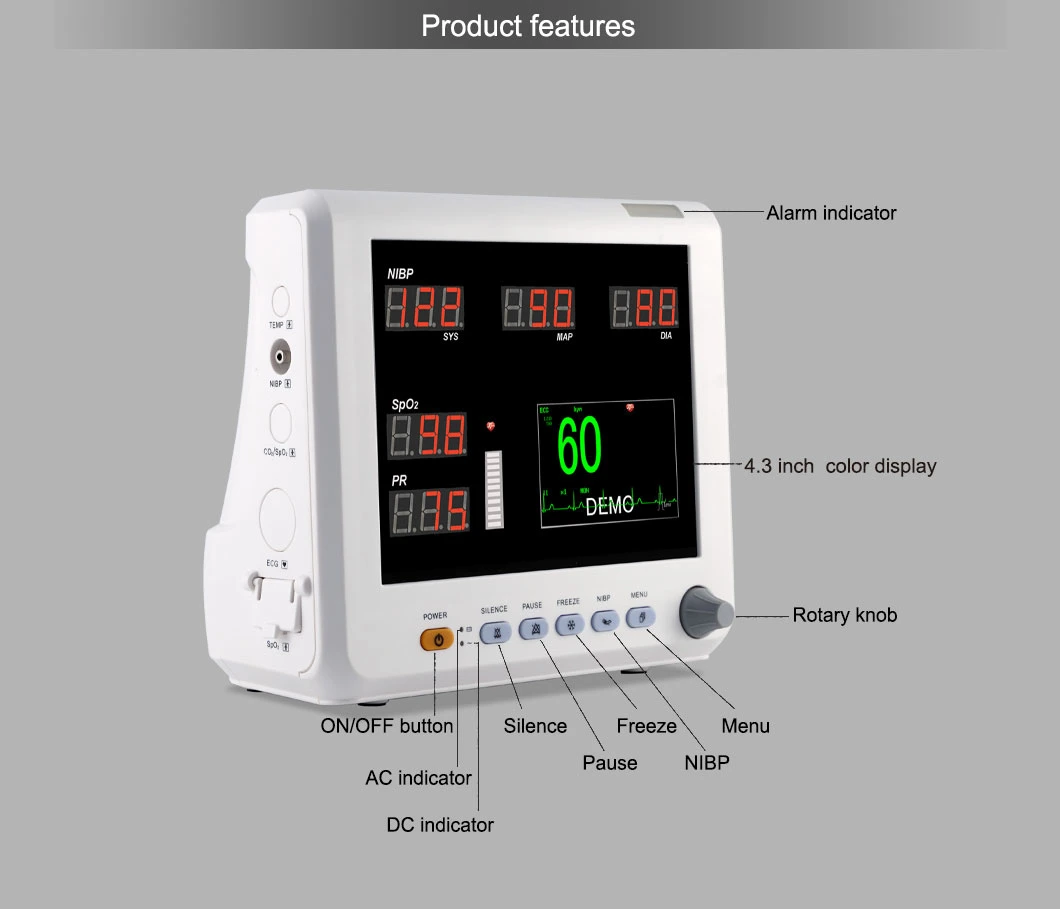 Medical Portable Vital Signs Monitor NIBP SpO2 Patient Monitor in Hospital for Adult Chirdren Neogenesis