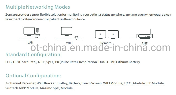 Quality Brand Multiparametros ICU Bedside Monitors Heart Rate Cardiac Patient Monitor