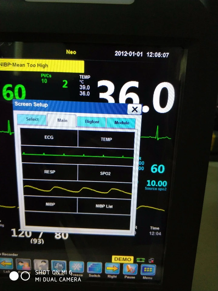 8-Inch Vital Signs Monitor / Multi-Parameter Patient Monitor with Ce