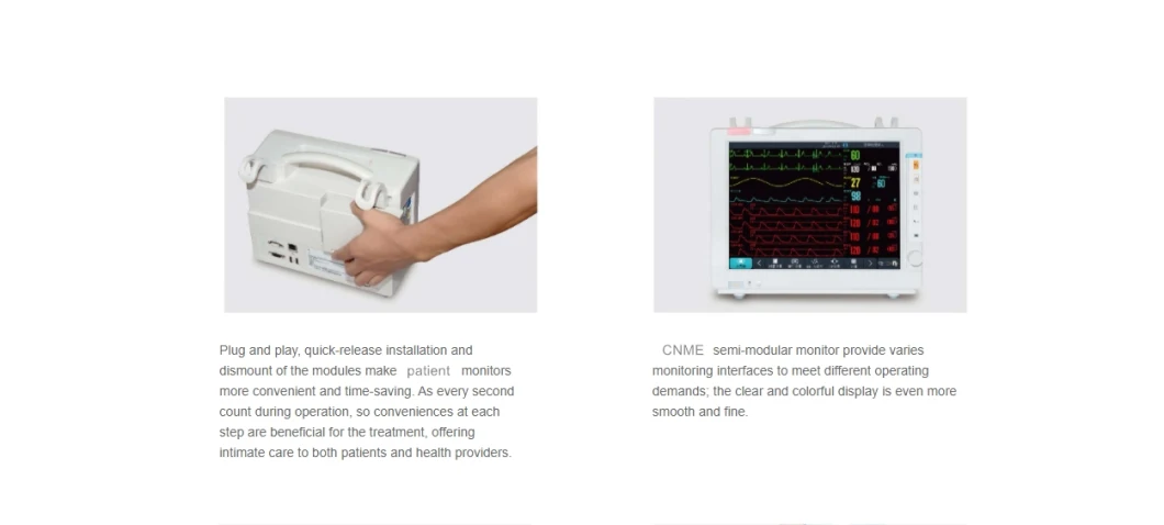 5 Lead ECG/Resp/SpO2/Temp 8 Inch Semi Modular Patient Care Monitor